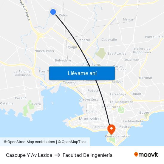 Caacupe Y Av Lezica to Facultad De Ingeniería map