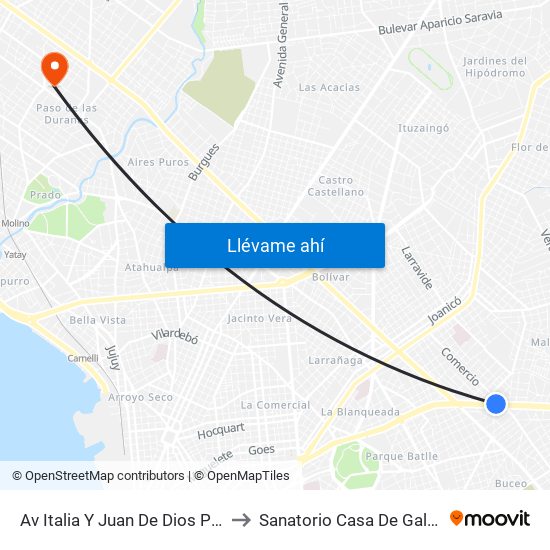 Av Italia Y Juan De Dios Peza to Sanatorio Casa De Galicia map