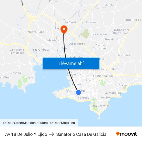 Av 18 De Julio Y Ejido to Sanatorio Casa De Galicia map