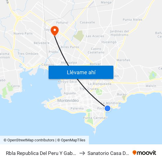Rbla Republica Del Peru Y Gabriel A Pereira to Sanatorio Casa De Galicia map