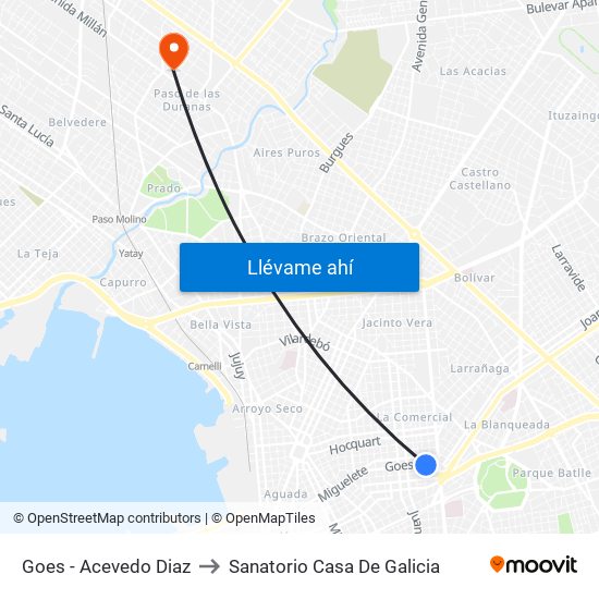 Goes - Acevedo Diaz to Sanatorio Casa De Galicia map