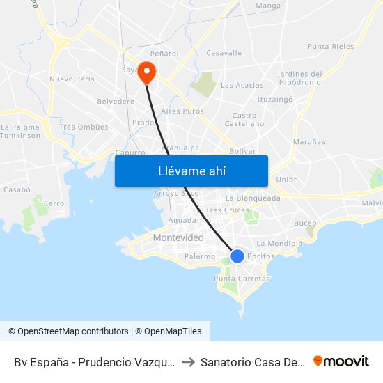 Bv España - Prudencio Vazquez Y Vega to Sanatorio Casa De Galicia map