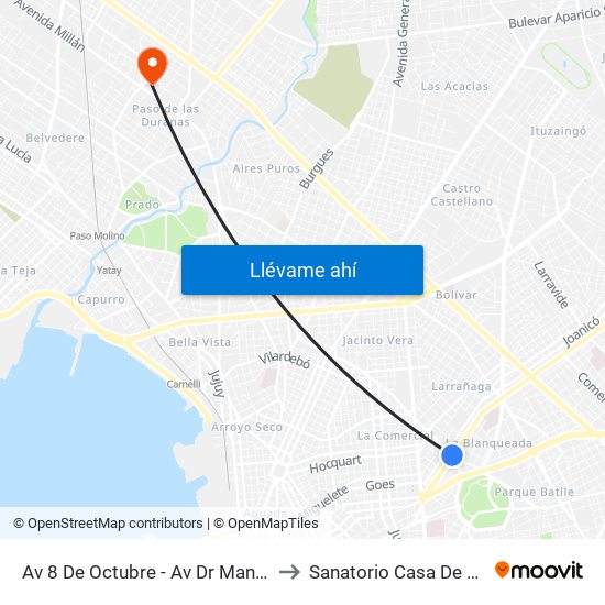 Av 8 De Octubre - Av Dr Manuel Albo to Sanatorio Casa De Galicia map