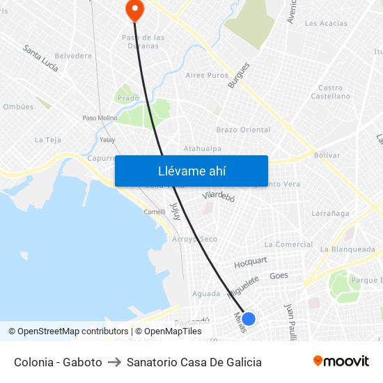 Colonia - Gaboto to Sanatorio Casa De Galicia map