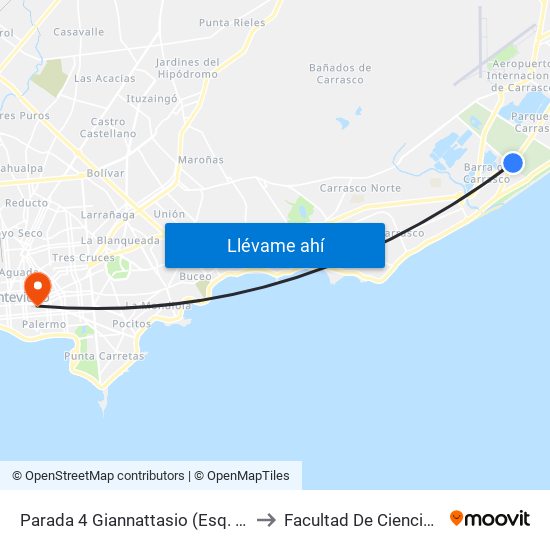 Parada 4 Giannattasio (Esq. Av. A La Playa) to Facultad De Ciencias Sociales map