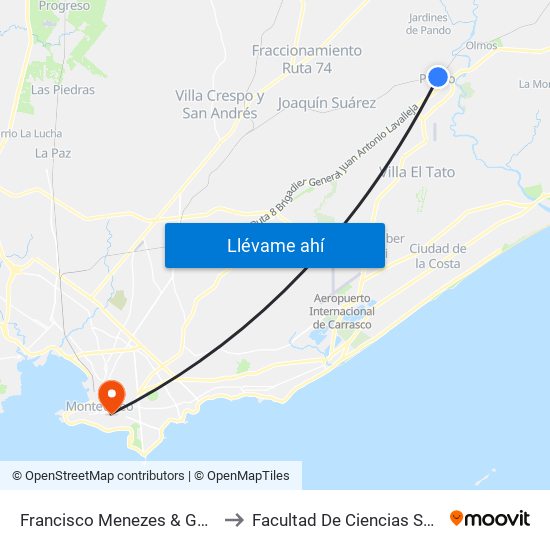 Francisco Menezes & Garibaldi to Facultad De Ciencias Sociales map