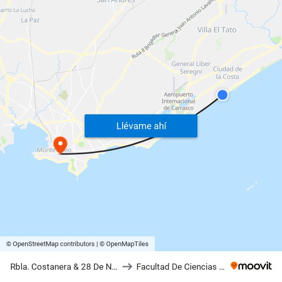 Rbla. Costanera & 28 De Noviembre to Facultad De Ciencias Sociales map