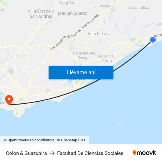 Colón & Guazubirá to Facultad De Ciencias Sociales map