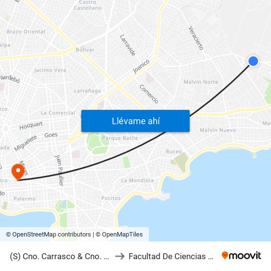 (S) Cno. Carrasco & Cno. Oncativo to Facultad De Ciencias Sociales map