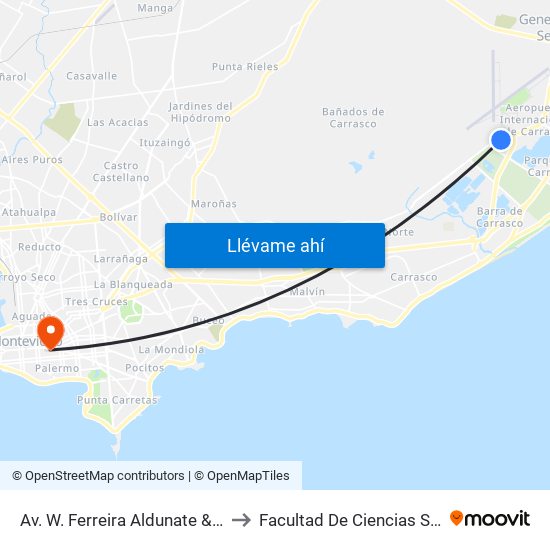 Av. W. Ferreira Aldunate & Dorado to Facultad De Ciencias Sociales map