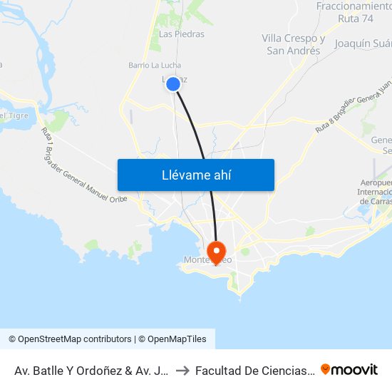 Av. Batlle Y Ordoñez & Av. José Artigas to Facultad De Ciencias Sociales map