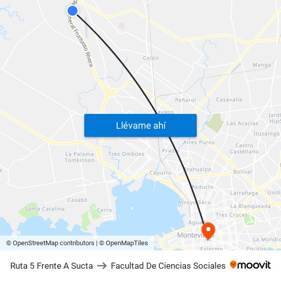 Ruta 5 Frente A Sucta to Facultad De Ciencias Sociales map