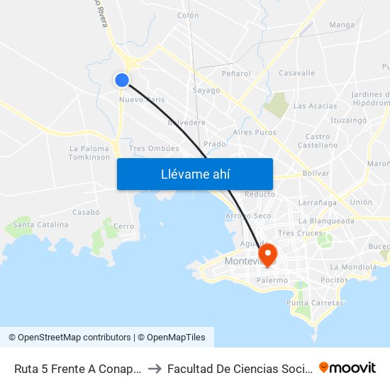 Ruta 5 Frente A Conaprole to Facultad De Ciencias Sociales map