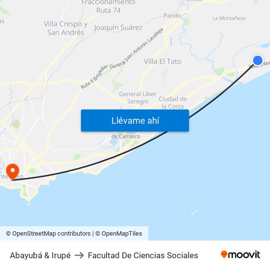 Abayubá & Irupé to Facultad De Ciencias Sociales map