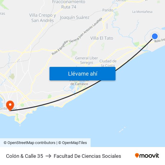 Colón & Calle 35 to Facultad De Ciencias Sociales map