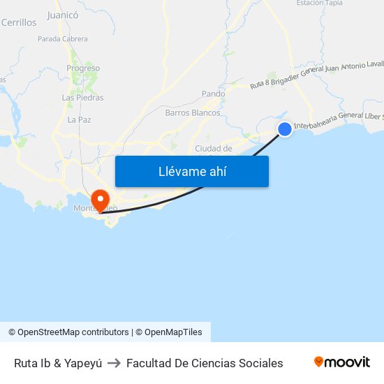 Ruta Ib & Yapeyú to Facultad De Ciencias Sociales map