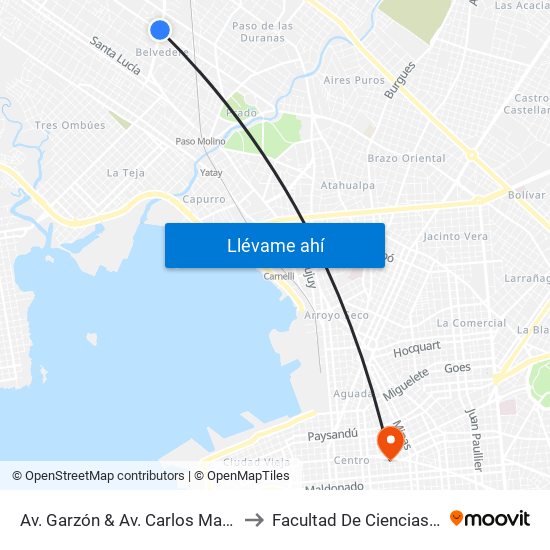 Av. Garzón & Av. Carlos María De Pena to Facultad De Ciencias Sociales map