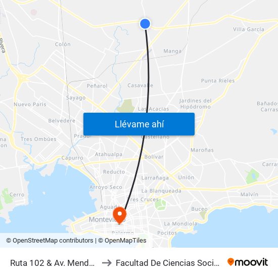 Ruta 102 & Av. Mendoza to Facultad De Ciencias Sociales map