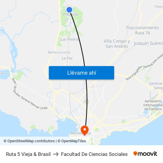 Ruta 5 Vieja & Brasil to Facultad De Ciencias Sociales map
