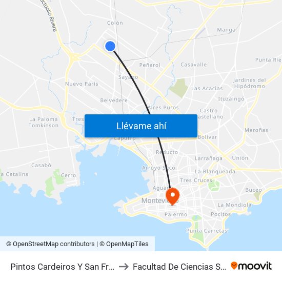 Pintos Cardeiros Y San Francisco to Facultad De Ciencias Sociales map