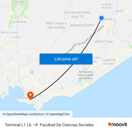 Terminal L1 L6 to Facultad De Ciencias Sociales map