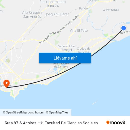 Ruta 87 & Achiras to Facultad De Ciencias Sociales map