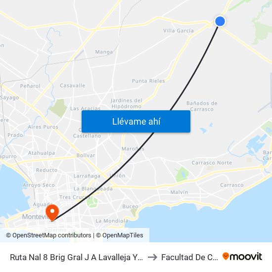 Ruta Nal 8 Brig Gral J A Lavalleja Y Ruta Nal Perimetral Wilson Ferreira to Facultad De Ciencias Sociales map