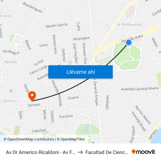 Av Dr Americo Ricaldoni - Av Federico R Vidiella to Facultad De Ciencias Sociales map
