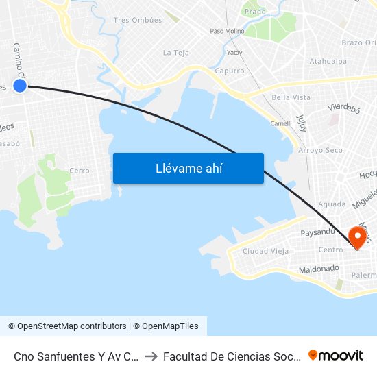 Cno Sanfuentes Y Av Cibils to Facultad De Ciencias Sociales map