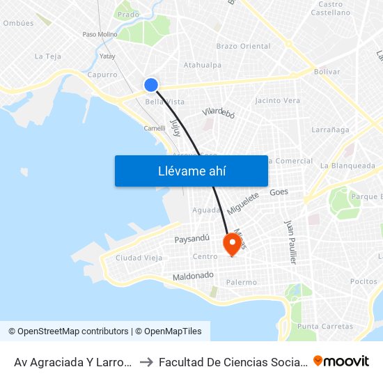 Av Agraciada Y Larrobla to Facultad De Ciencias Sociales map