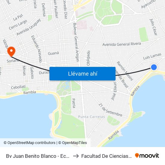 Bv Juan Benito Blanco - Echevarriarza to Facultad De Ciencias Sociales map