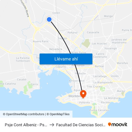 Psje Cont Albeniz - Psje A to Facultad De Ciencias Sociales map