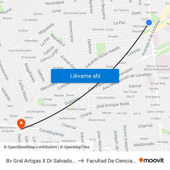 Bv Gral Artigas X Dr Salvador Ferrer Serra to Facultad De Ciencias Sociales map