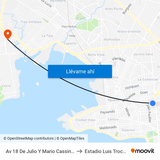 Av 18 De Julio Y Mario Cassinoni to Estadio Luis Troccoli map