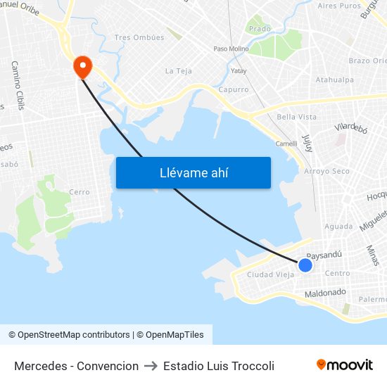 Mercedes - Convencion to Estadio Luis Troccoli map