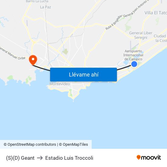 (S)(D) Geant to Estadio Luis Troccoli map