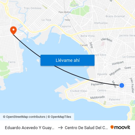 Eduardo Acevedo Y Guayabos to Centro De Salud Del Cerro map