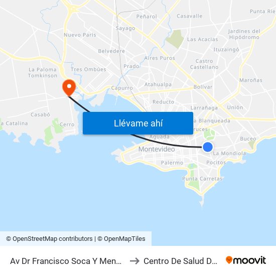 Av Dr Francisco Soca Y Mendez Nuñez to Centro De Salud Del Cerro map