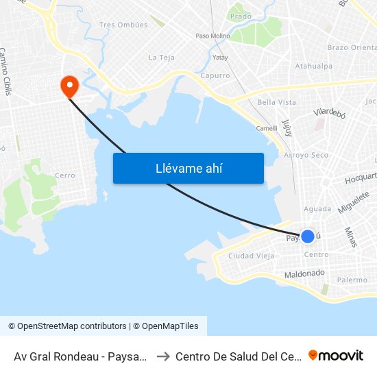 Av Gral Rondeau - Paysandu to Centro De Salud Del Cerro map