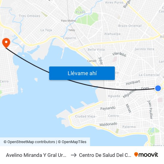 Avelino Miranda Y Gral Urquiza to Centro De Salud Del Cerro map