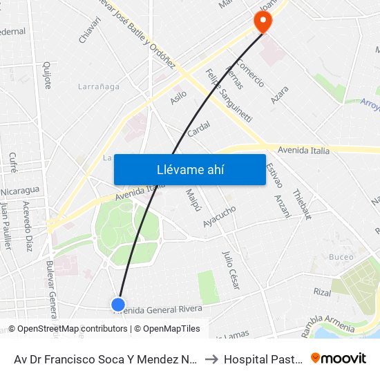 Av Dr Francisco Soca Y Mendez Nuñez to Hospital Pasteur map