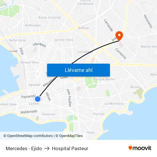 Mercedes - Ejido to Hospital Pasteur map