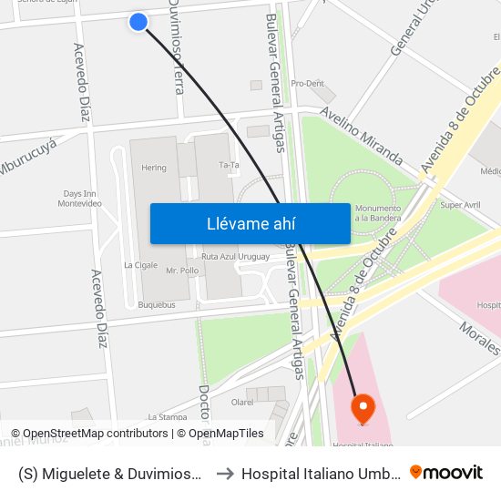 (S) Miguelete & Duvimioso Terra to Hospital Italiano Umberto I map