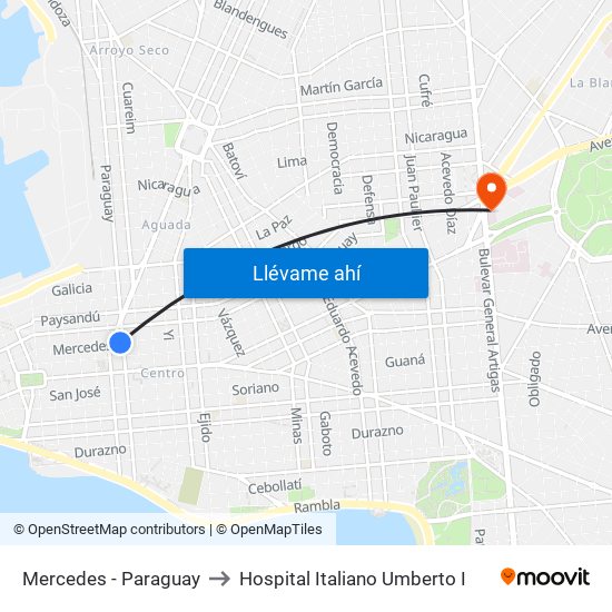 Mercedes - Paraguay to Hospital Italiano Umberto I map