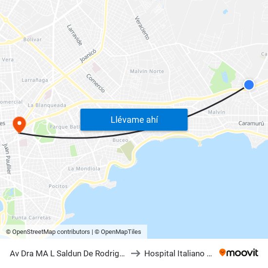 Av Dra MA L Saldun De Rodriguez - Av Bolivia to Hospital Italiano Umberto I map