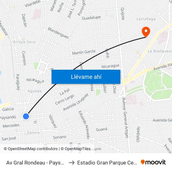 Av Gral Rondeau - Paysandu to Estadio Gran Parque Central map