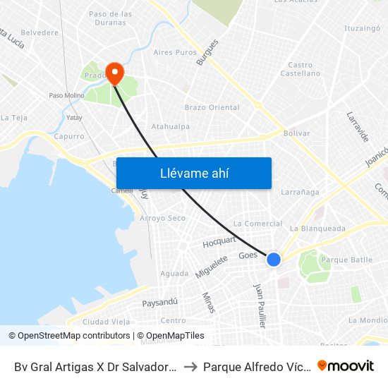 Bv Gral Artigas X Dr Salvador Ferrer Serra to Parque Alfredo Víctor Viera map