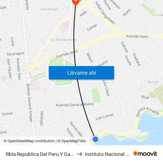 Rbla Republica Del Peru Y Gabriel A Pereira to Instituto Nacional Del Cáncer map