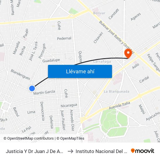 Justicia Y Dr Juan J De Amezaga to Instituto Nacional Del Cáncer map