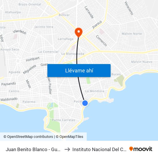 Juan Benito Blanco - Guayaqui to Instituto Nacional Del Cáncer map